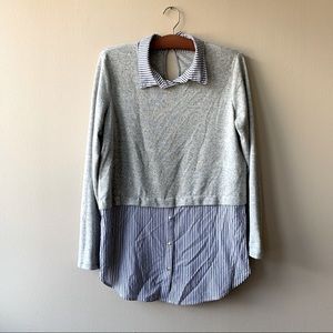 Sweater with attached dress shirt